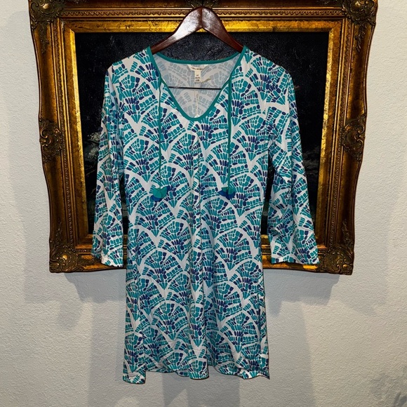 Capelton Road NEW Seaside Beach Dress Mosaic Waves Print  UPF 50+ Swim Coverup S - Picture 2 of 9